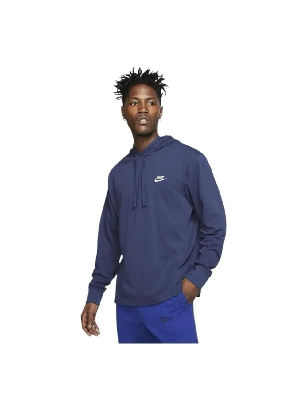 Nike Mens Long Sleeve Hoodie Sweatshirt~Size M~Navy Blue Athletic Gym Top~L12 31